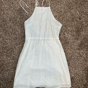White Eyelet Backless Dress